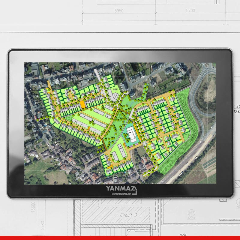 Digitale Stadtplanung auf einem Tablet