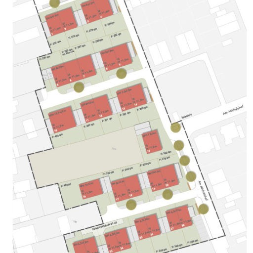 Stadtplanentwurf mit Grundstücksaufteilung.